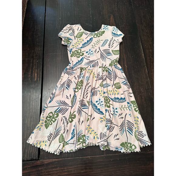 DOT DOT SMILE Pink and Green Plant Twirly Cap Dress - Picture 2 of 3